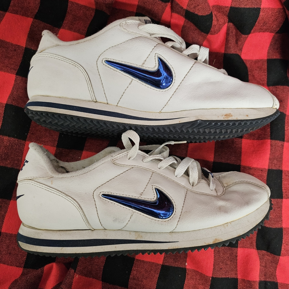 Vintage Nike Cortez White and Blue Sneakers